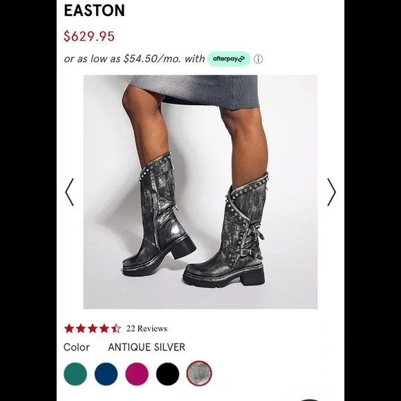 Like New A.S.98 Studded Silver Leather Boots - Picture 14 of 14